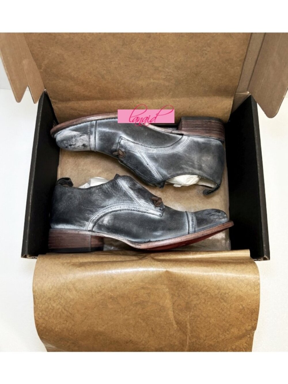 Freebird Mabel Leather Oxfords Distressed Edgy Grey Steampunk Loafers Flats 10 - Picture 7 of 15